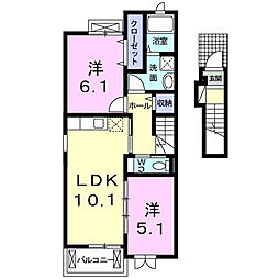 ボルベール 2LDKの間取図画像