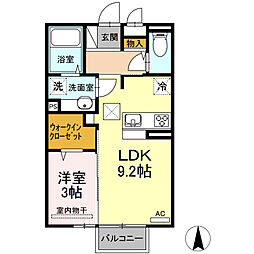 カサ・ドルチェB 1LDKの間取図画像