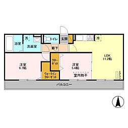 Droom SAKURA.K 3階2LDKの間取り