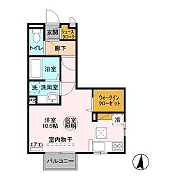 グランマーレ　S 1階ワンルームの間取り