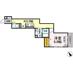 コンフォート新治 1Kの間取図画像