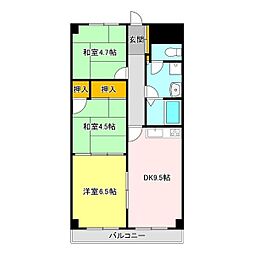 マンション桜 3DKの間取図画像