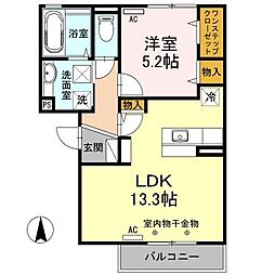 エスポワール・東和田　A 1階1LDKの間取り