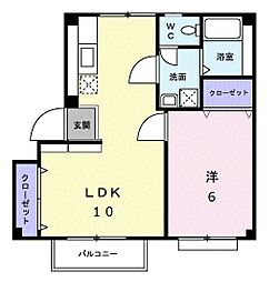 カサベルデI 1階1LDKの間取り