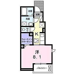 エレガンテカーサ 1Kの間取図画像