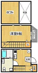 アンベリール伊都 1Kの間取図画像