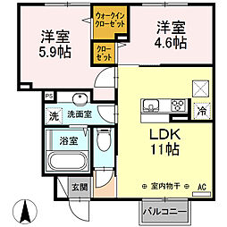 エスポワール 2LDKの間取図画像