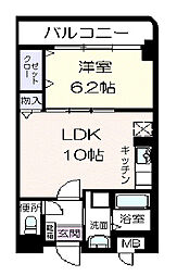 ラポール西大島ウェスト 1LDKの間取図画像