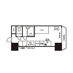 ドーミー徳川園 8階1Kの間取り