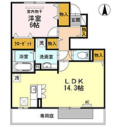 ヴィラ・ボヌール 1LDKの間取図画像