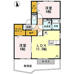 グラン・カネイ 2LDKの間取図画像