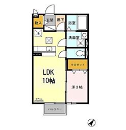 ポートサイド カクサン 1階1LDKの間取り