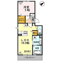 セジュール鵬舟 1LDKの間取図画像