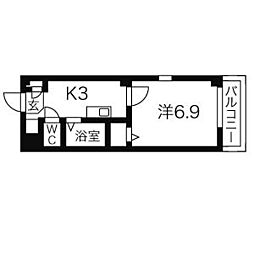 アイリス・コート 1Kの間取図画像