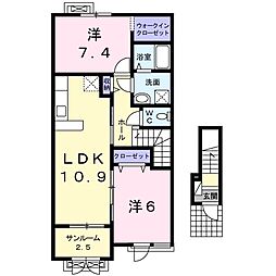 オーブ 2LDKの間取図画像