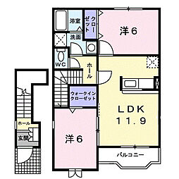 カーサ・セレッソ 2LDKの間取図画像