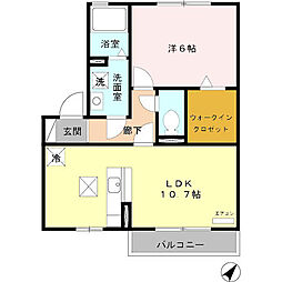 パークサイド・リラD 1LDKの間取図画像
