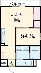 リスタコート坪井 1LDKの間取図画像