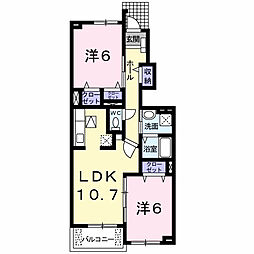 ベルソレイユ 2LDKの間取図画像