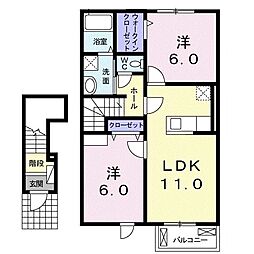 グレイス2 2LDKの間取図画像