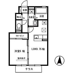 ムーラン北白土 1LDKの間取図画像