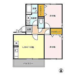 サンフルさがみ野　ＡＢＣ 1階2LDKの間取り
