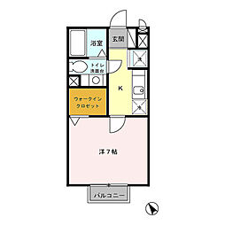 シャトレーＳ 2階1Kの間取り
