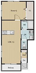 サニースクエアー宝田 1LDKの間取図画像