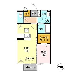 スタイリッシュリバー 1LDKの間取図画像