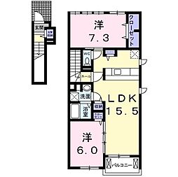 ヴィオラ渡 2LDKの間取図画像