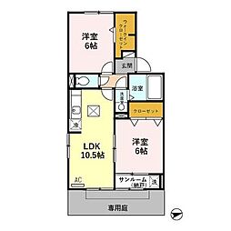 イーストサンライズ2 2LDKの間取図画像