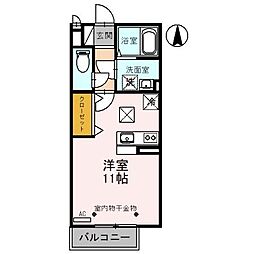 リバーサイドIII 1階ワンルームの間取り
