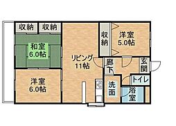 夕福マンション 6階3LDKの間取り