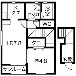 アッシュネクストC 1LDKの間取図画像