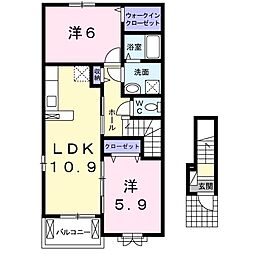 メルヘン　イリ−デ 2階2LDKの間取り