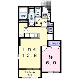 オリオンB 1LDKの間取図画像
