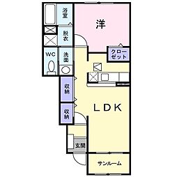 ボヌールＣ 1階1LDKの間取り