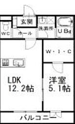 ユーシャイン和多田 1LDKの間取図画像
