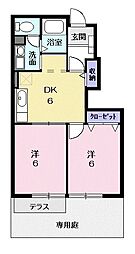 ピクシーハウス 2DKの間取図画像