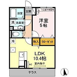 グリーンヒルズ1 1LDKの間取図画像