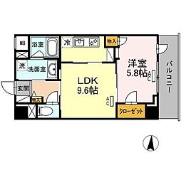レジデンス丸の内七間町 1LDKの間取図画像
