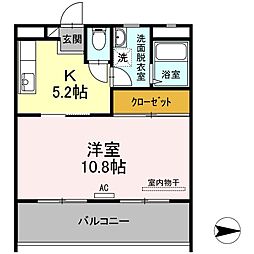 ラベンダー日向 1Kの間取図画像