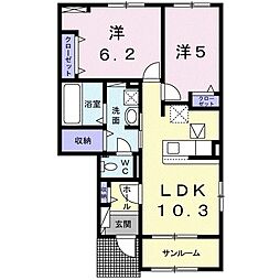 CLEMENT樹2 2LDKの間取図画像