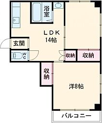 サニーハイツ 403 4階1LDKの間取り