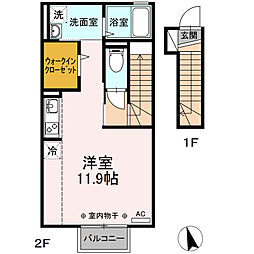 ステイゴールド ワンルームの間取図画像