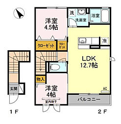フォルトゥーナ 2LDKの間取図画像