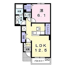 コリーヌ久住2 1LDKの間取図画像
