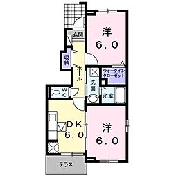 エテルノ　ステラＢ 1階2DKの間取り