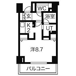 CASSIA車道 1Kの間取図画像