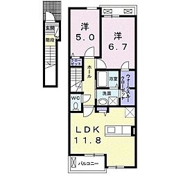 フェリシアス3 2LDKの間取図画像